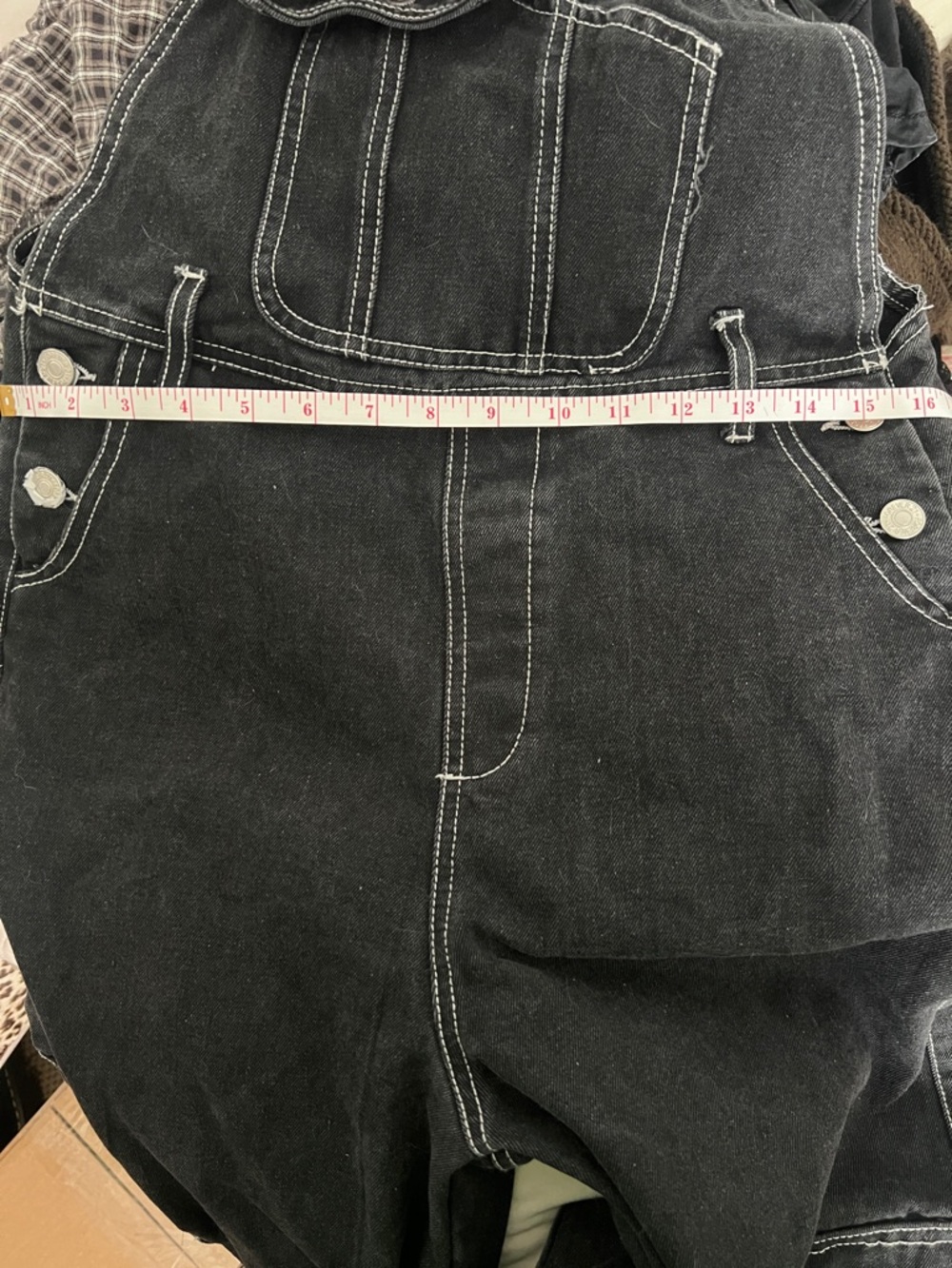 Forever 21 Black Baggy Denim with White Stitching Overalls - Picture 10 of 13